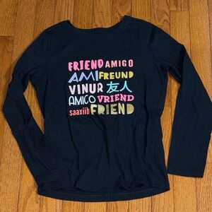Cat & Jack Black Long Sleeve Tee with Multicolor Friend Print
